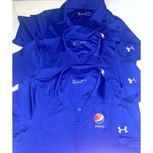 3 Under Armour Men's Pepsi Shirt Small Uniform Logo Collared 1 Button